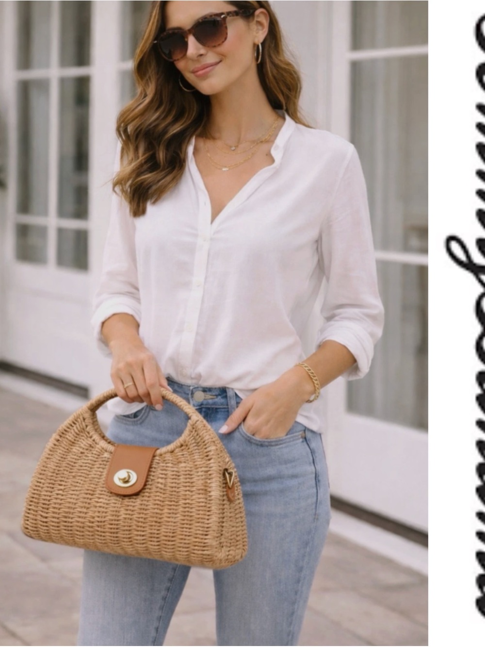 Tommy Bahama Straw Woven Satchel Gold Chain Crossbody shoulder Bag*NWT